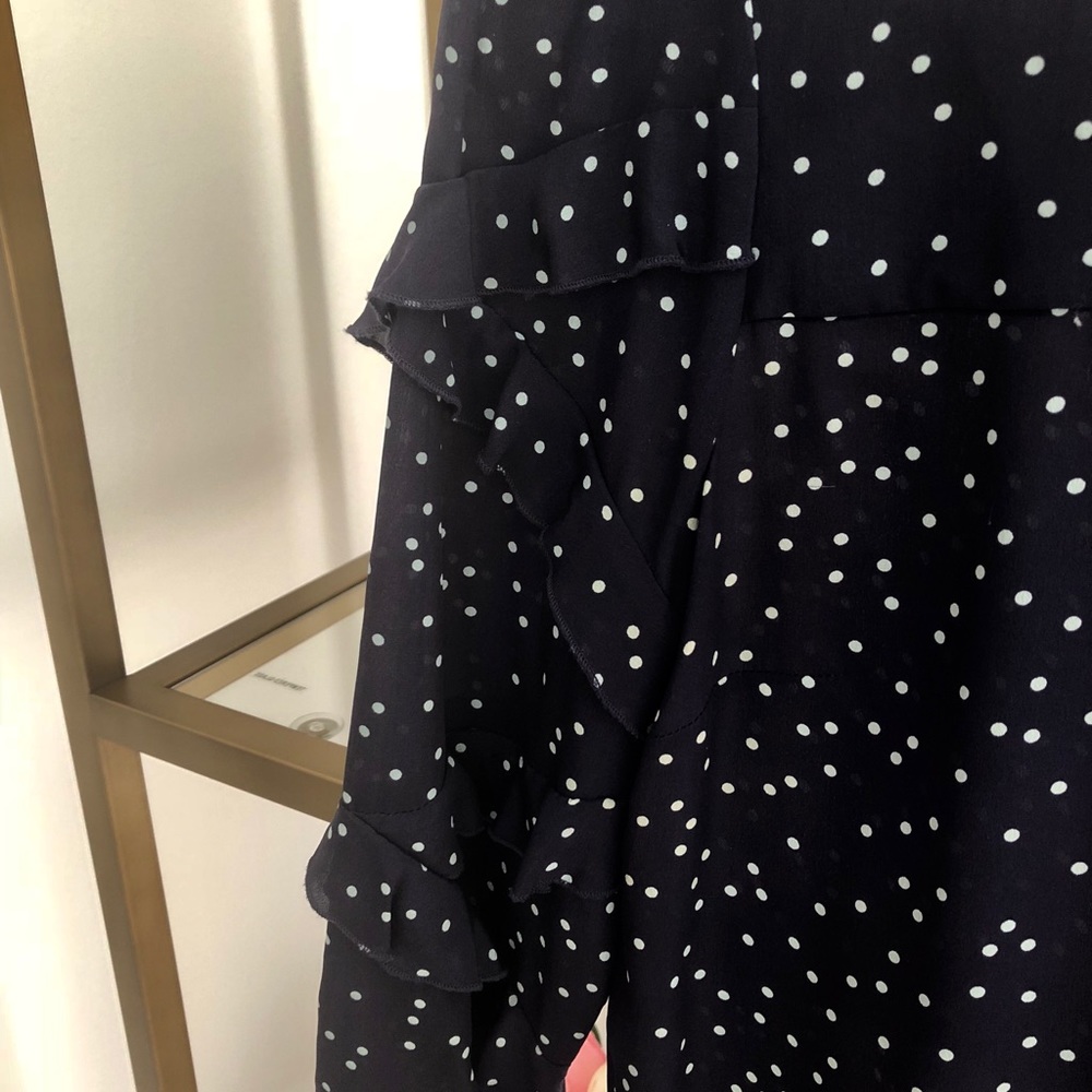 Navy Polka Dot Ruffle Top - Picture 2 of 4